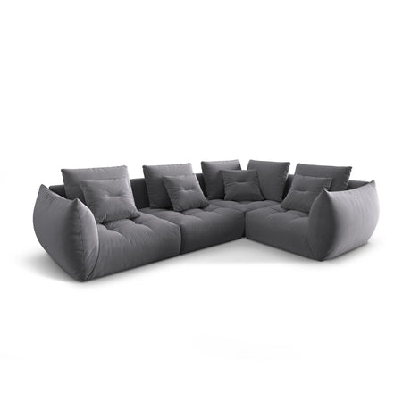 Bloom modulares 4-Sitzer Sofa mit Eckmodul Rechts, mit Bezug aus Samt (Casino Graphite) in Dunkelgrau, 316x216 cm – Bild 3