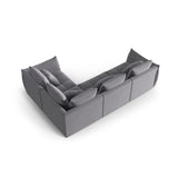 Bloom modulares 4-Sitzer Sofa mit Eckmodul Rechts, mit Bezug aus Samt (Casino Graphite) in Dunkelgrau, 316x216 cm – Bild 4