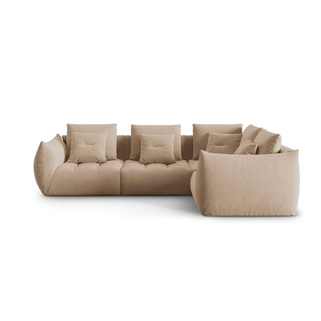 Bloom modulares 4-Sitzer Sofa mit Eckmodul Rechts, mit Bezug aus Samt (Casino Lion) in Sand, 316x216 cm – Bild 1