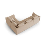 Bloom modulares 4-Sitzer Sofa mit Eckmodul Rechts, mit Bezug aus Samt (Casino Lion) in Sand, 316x216 cm – Bild 4