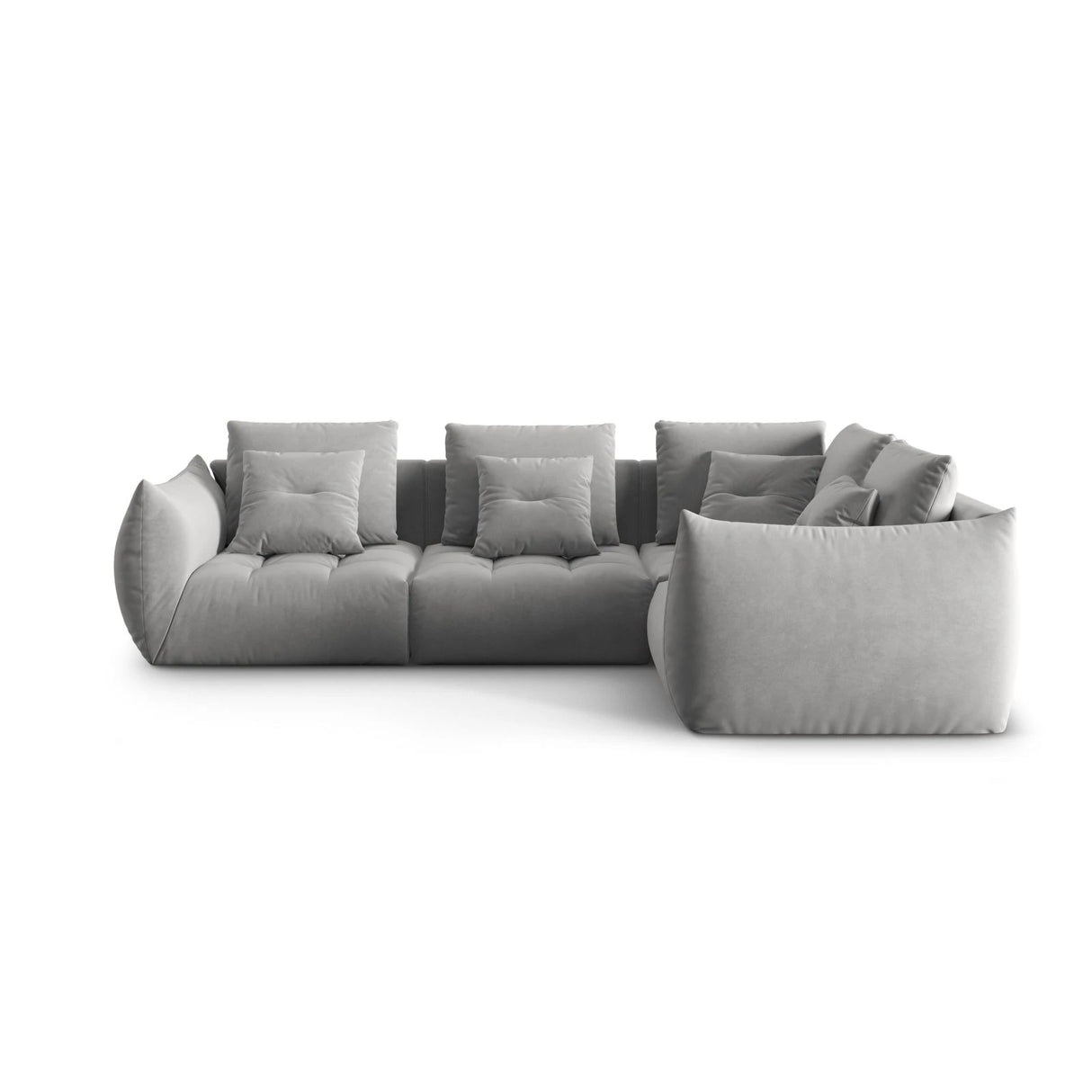 Bloom modulares 4-Sitzer Sofa mit Eckmodul Rechts, mit Bezug aus Samt (Casino Stone) in Grau, 316x216 cm – Bild 1
