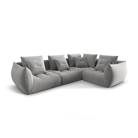 Bloom modulares 4-Sitzer Sofa mit Eckmodul Rechts, mit Bezug aus Samt (Casino Stone) in Grau, 316x216 cm – Bild 3