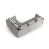 Bloom modulares 4-Sitzer Sofa mit Eckmodul Rechts, mit Bezug aus Samt (Casino Stone) in Grau, 316x216 cm – Bild 4