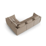 Bloom modulares 4-Sitzer Sofa mit Eckmodul Rechts, mit Bezug aus Samt (Casino Taupe) in Hellbraun, 316x216 cm – Bild 4