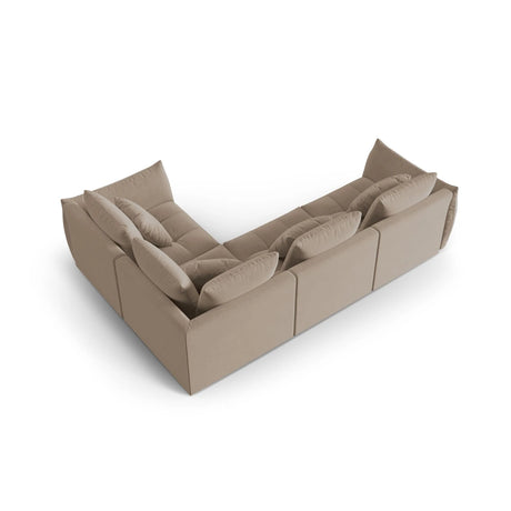 Bloom modulares 4-Sitzer Sofa mit Eckmodul Rechts, mit Bezug aus Samt (Casino Taupe) in Hellbraun, 316x216 cm – Bild 4