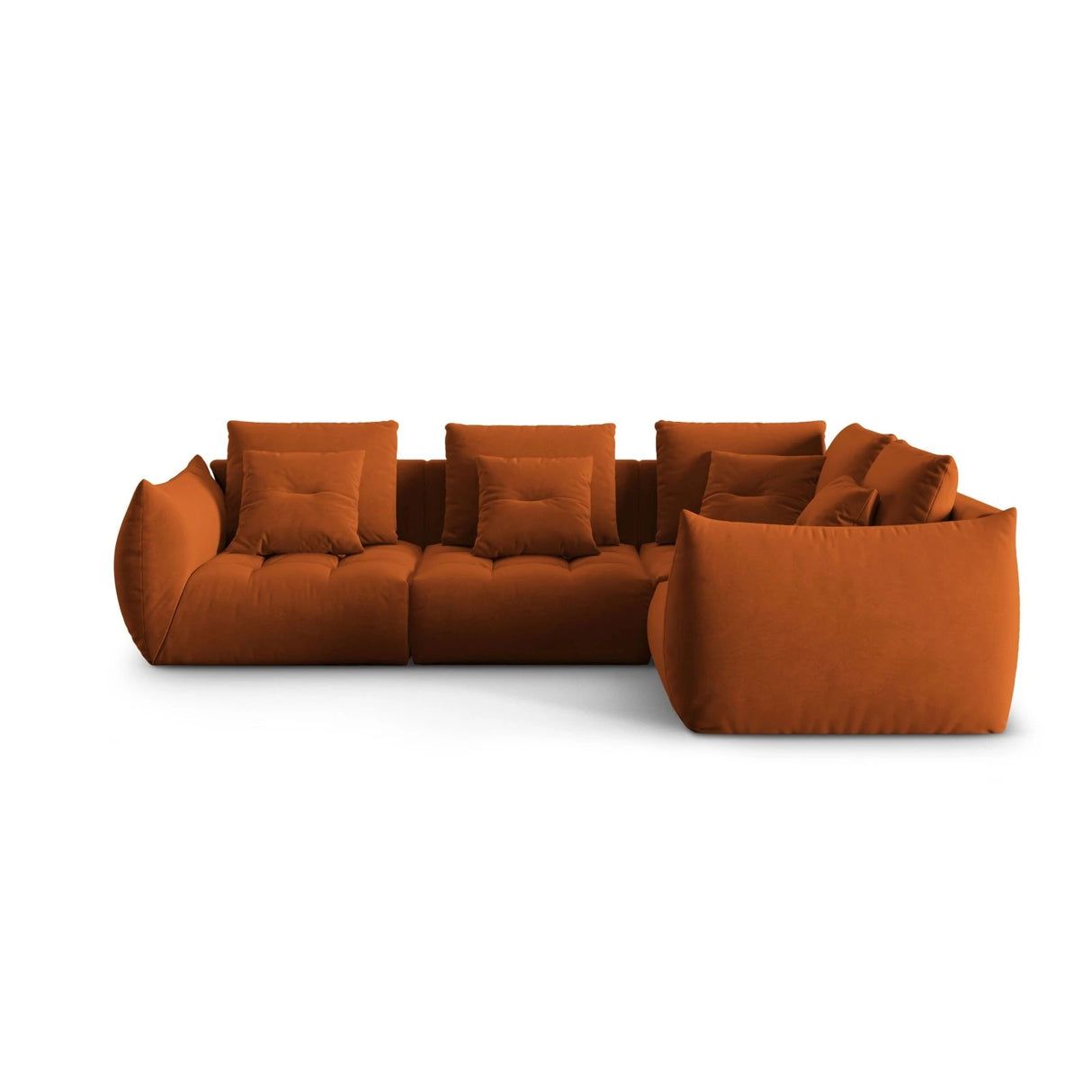 Bloom modulares 4-Sitzer Sofa mit Eckmodul Rechts, mit Bezug aus Samt (Casino Terracota) in Terrakotta, 316x216 cm – Bild 1