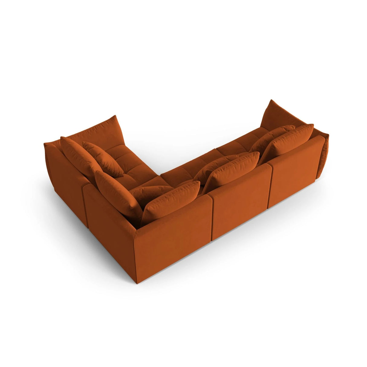 Bloom modulares 4-Sitzer Sofa mit Eckmodul Rechts, mit Bezug aus Samt (Casino Terracota) in Terrakotta, 316x216 cm – Bild 4