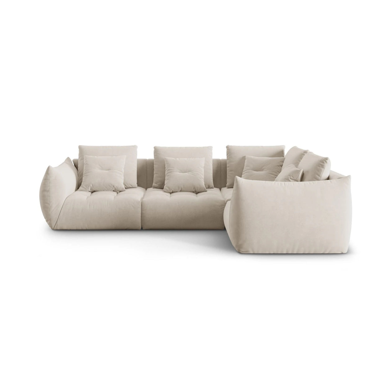 Bloom modulares 4-Sitzer Sofa mit Eckmodul Rechts, mit Bezug aus Samt oder Strukturstoff, 316x216 cm – Bild 1