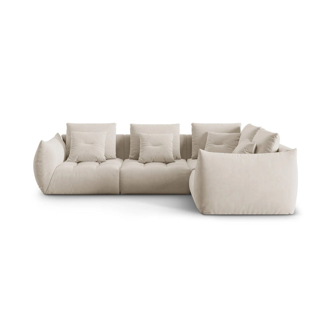 Bloom modulares 4-Sitzer Sofa mit Eckmodul Rechts, mit Bezug aus Samt oder Strukturstoff, 316x216 cm – Bild 1