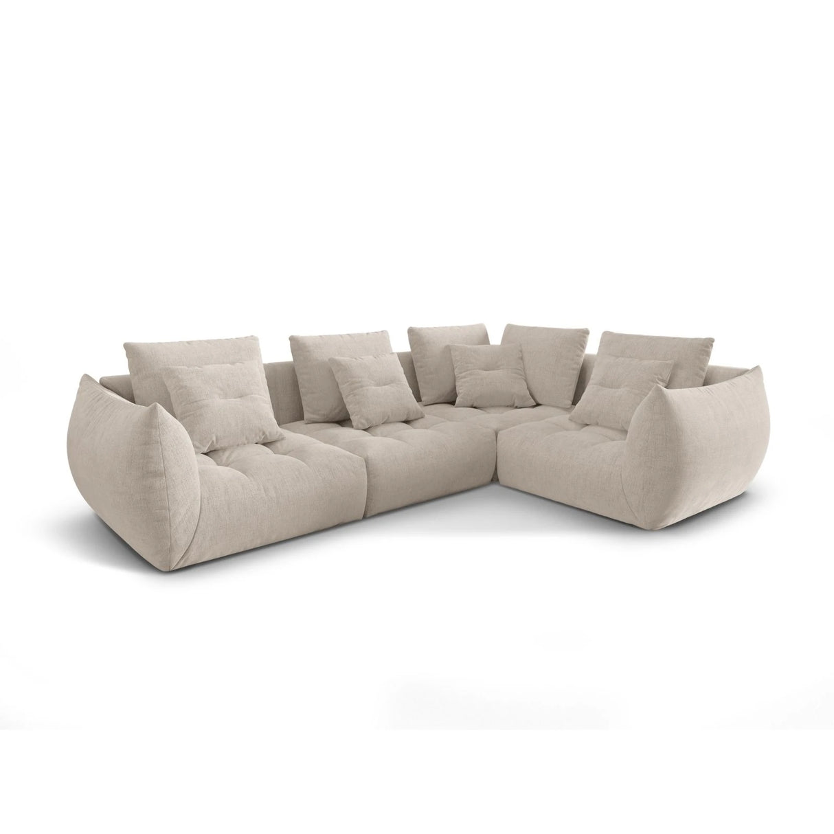 Bloom modulares 4-Sitzer Sofa mit Eckmodul Rechts, mit Bezug aus Strukturierter Stoff (City 05) in Dark Beige, 316x216 cm – Bild 3