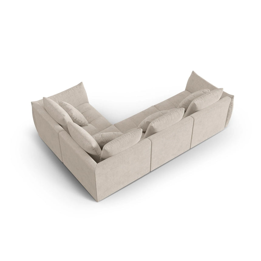 Bloom modulares 4-Sitzer Sofa mit Eckmodul Rechts, mit Bezug aus Strukturierter Stoff (City 05) in Dark Beige, 316x216 cm – Bild 4
