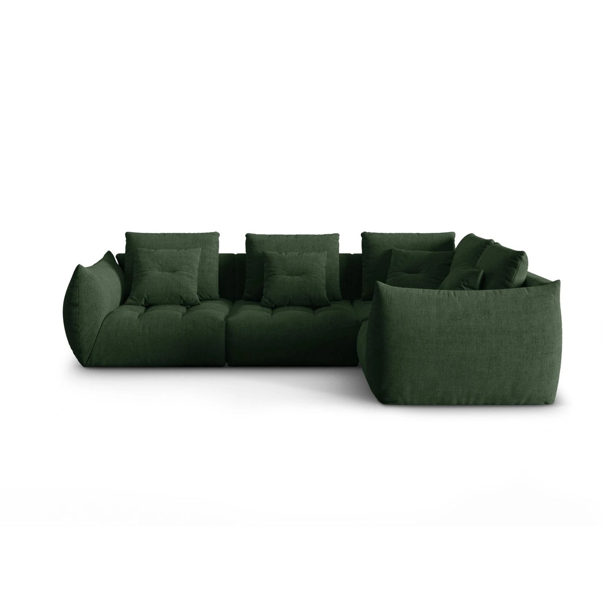 Bloom modulares 4-Sitzer Sofa mit Eckmodul Rechts, mit Bezug aus Strukturierter Stoff (City 36) in Moosgrün, 316x216 cm – Bild 1