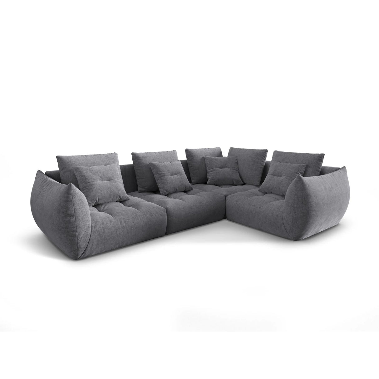 Bloom modulares 4-Sitzer Sofa mit Eckmodul Rechts, mit Bezug aus Strukturierter Stoff (City 86) in Grau, 316x216 cm – Bild 3