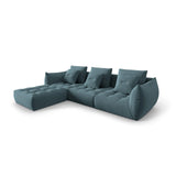 Bloom modulares 4-Sitzer Sofa mit Poufmodul, mit Bezug aus Samt (Casino Dark Blue) in Pastel Blue, 332x216 cm – Bild 3
