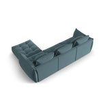Bloom modulares 4-Sitzer Sofa mit Poufmodul, mit Bezug aus Samt (Casino Dark Blue) in Pastel Blue, 332x216 cm – Bild 4