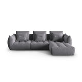 Bloom modulares 4-Sitzer Sofa mit Poufmodul, mit Bezug aus Samt (Casino Graphite) in Dunkelgrau, 332x216 cm – Bild 1