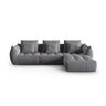 Bloom modulares 4-Sitzer Sofa mit Poufmodul, mit Bezug aus Samt (Casino Graphite) in Dunkelgrau, 332x216 cm – Bild 1