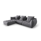 Bloom modulares 4-Sitzer Sofa mit Poufmodul, mit Bezug aus Samt (Casino Graphite) in Dunkelgrau, 332x216 cm – Bild 3