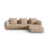 Bloom modulares 4-Sitzer Sofa mit Poufmodul, mit Bezug aus Samt (Casino Lion) in Sand, 332x216 cm – Bild 1