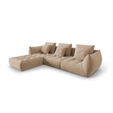 Bloom modulares 4-Sitzer Sofa mit Poufmodul, mit Bezug aus Samt (Casino Lion) in Sand, 332x216 cm – Bild 3