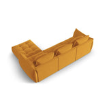 Bloom modulares 4-Sitzer Sofa mit Poufmodul, mit Bezug aus Samt (Casino Mostaza) in Gelb, 332x216 cm – Bild 4