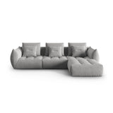 Bloom modulares 4-Sitzer Sofa mit Poufmodul, mit Bezug aus Samt (Casino Stone) in Grau, 332x216 cm – Bild 1