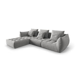 Bloom modulares 4-Sitzer Sofa mit Poufmodul, mit Bezug aus Samt (Casino Stone) in Grau, 332x216 cm – Bild 3