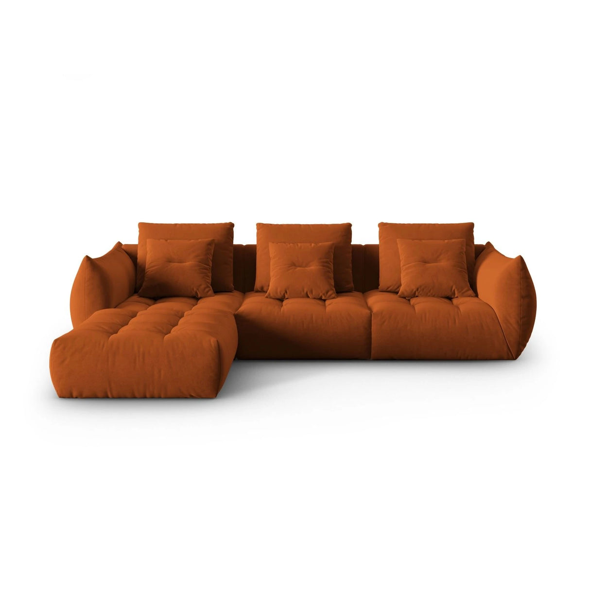 Bloom modulares 4-Sitzer Sofa mit Poufmodul, mit Bezug aus Samt (Casino Terracota) in Terrakotta, 332x216 cm – Bild 1