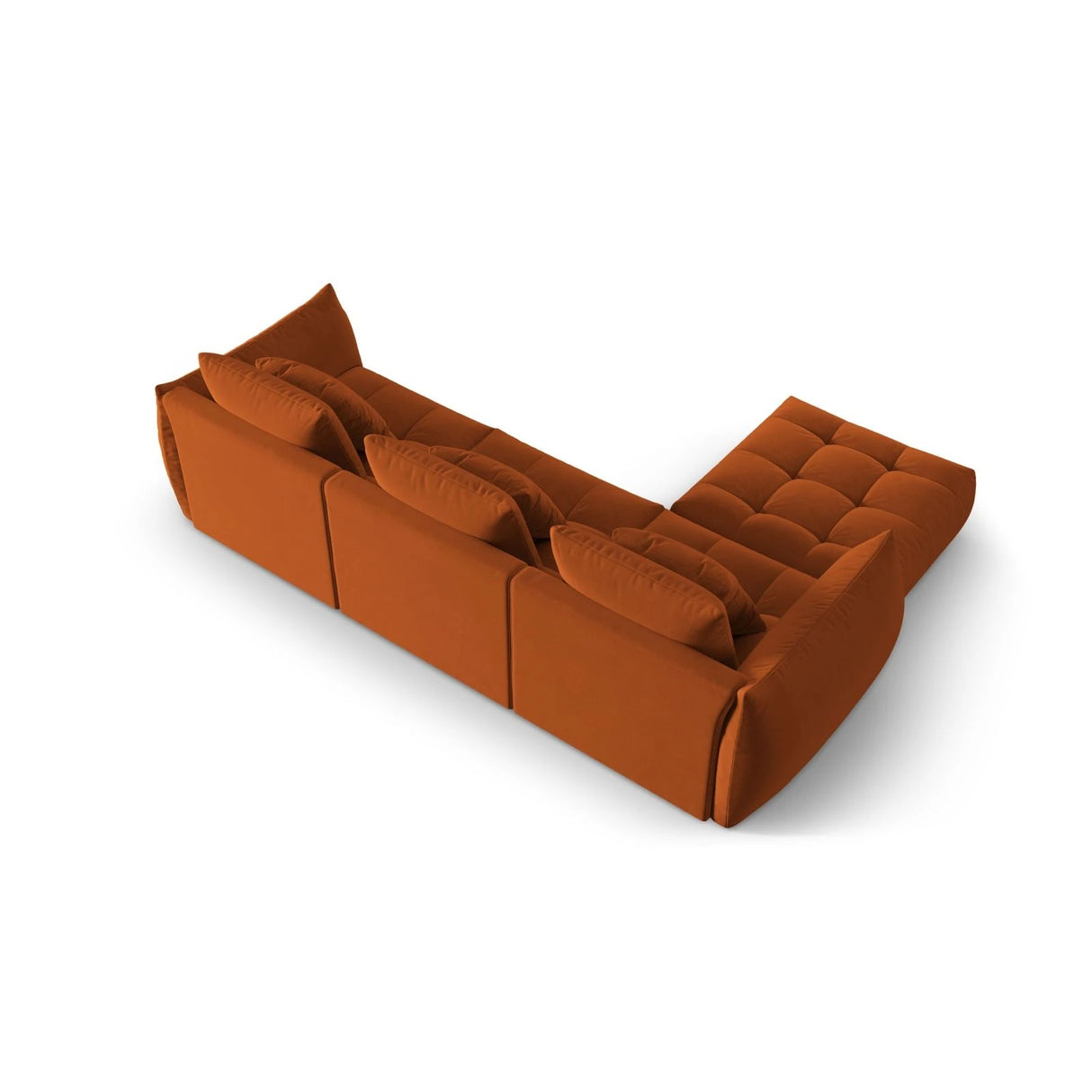 Bloom modulares 4-Sitzer Sofa mit Poufmodul, mit Bezug aus Samt (Casino Terracota) in Terrakotta, 332x216 cm – Bild 4