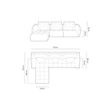 Bloom modulares 4-Sitzer Sofa mit Poufmodul, mit Bezug aus Samt oder Strukturstoff, 332x216 cm – Bild 2