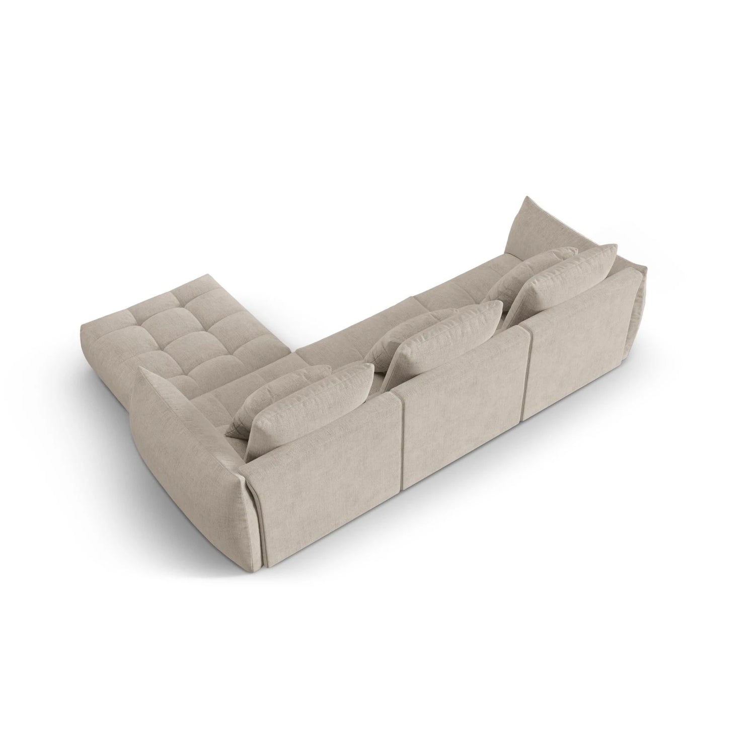 Bloom modulares 4-Sitzer Sofa mit Poufmodul, mit Bezug aus Strukturierter Stoff (City 05) in Dark Beige, 332x216 cm – Bild 4