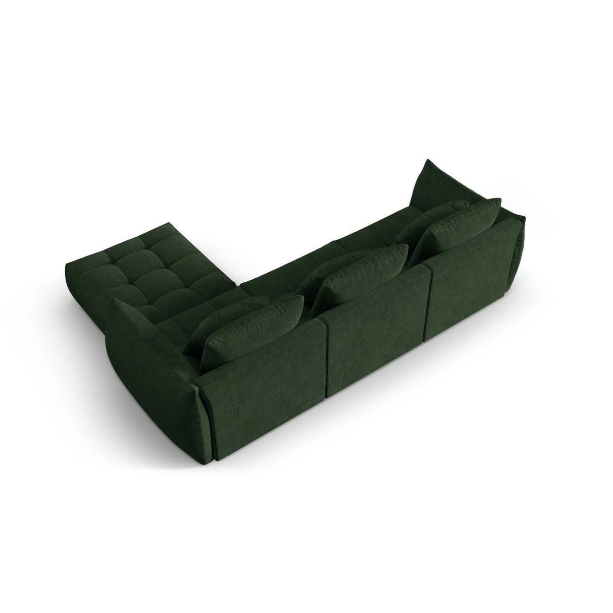 Bloom modulares 4-Sitzer Sofa mit Poufmodul, mit Bezug aus Strukturierter Stoff (City 36) in Moosgrün, 332x216 cm – Bild 4