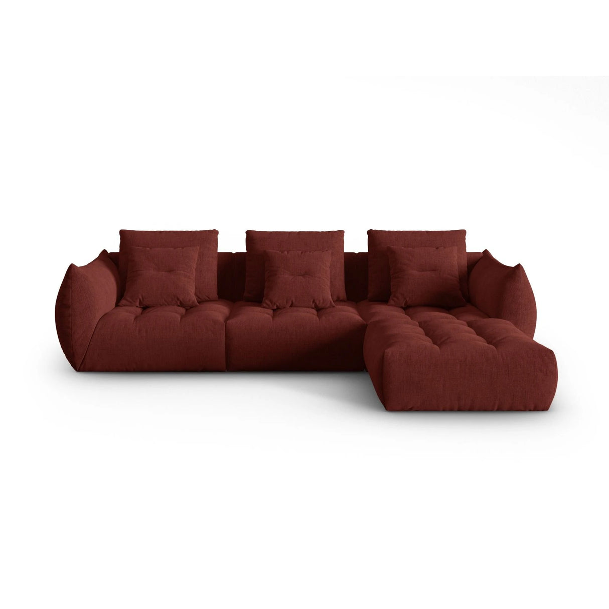 Bloom modulares 4-Sitzer Sofa mit Poufmodul, mit Bezug aus Strukturierter Stoff (City 56) in Red, 332x216 cm – Bild 1