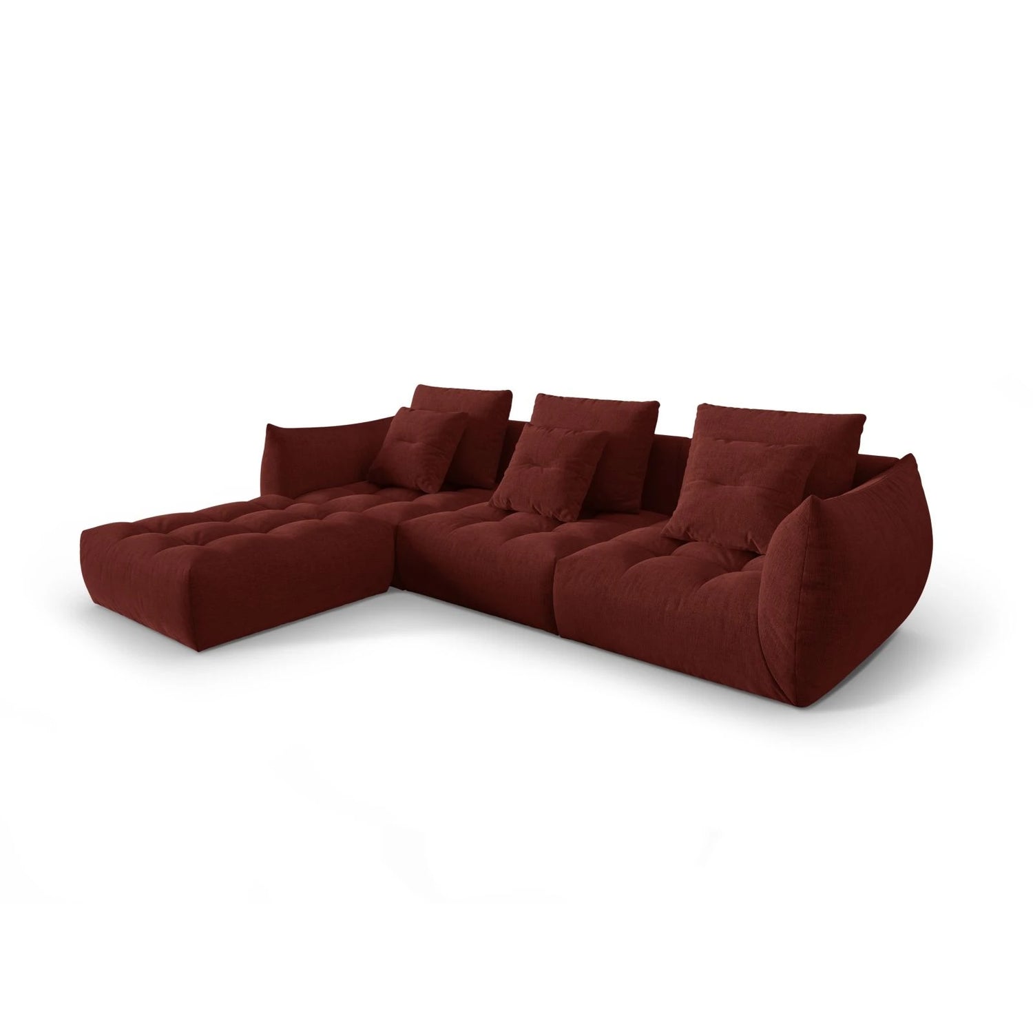 Bloom modulares 4-Sitzer Sofa mit Poufmodul, mit Bezug aus Strukturierter Stoff (City 56) in Red, 332x216 cm – Bild 3