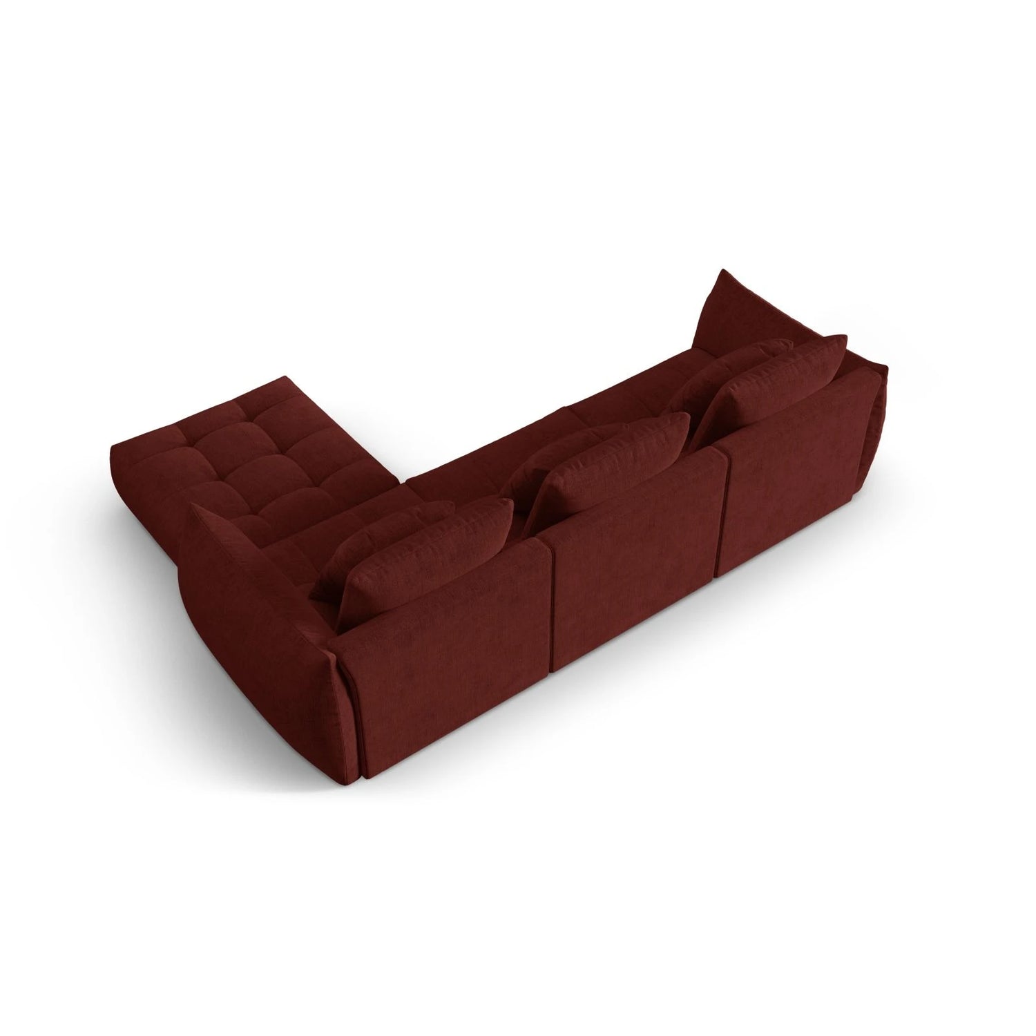 Bloom modulares 4-Sitzer Sofa mit Poufmodul, mit Bezug aus Strukturierter Stoff (City 56) in Red, 332x216 cm – Bild 4
