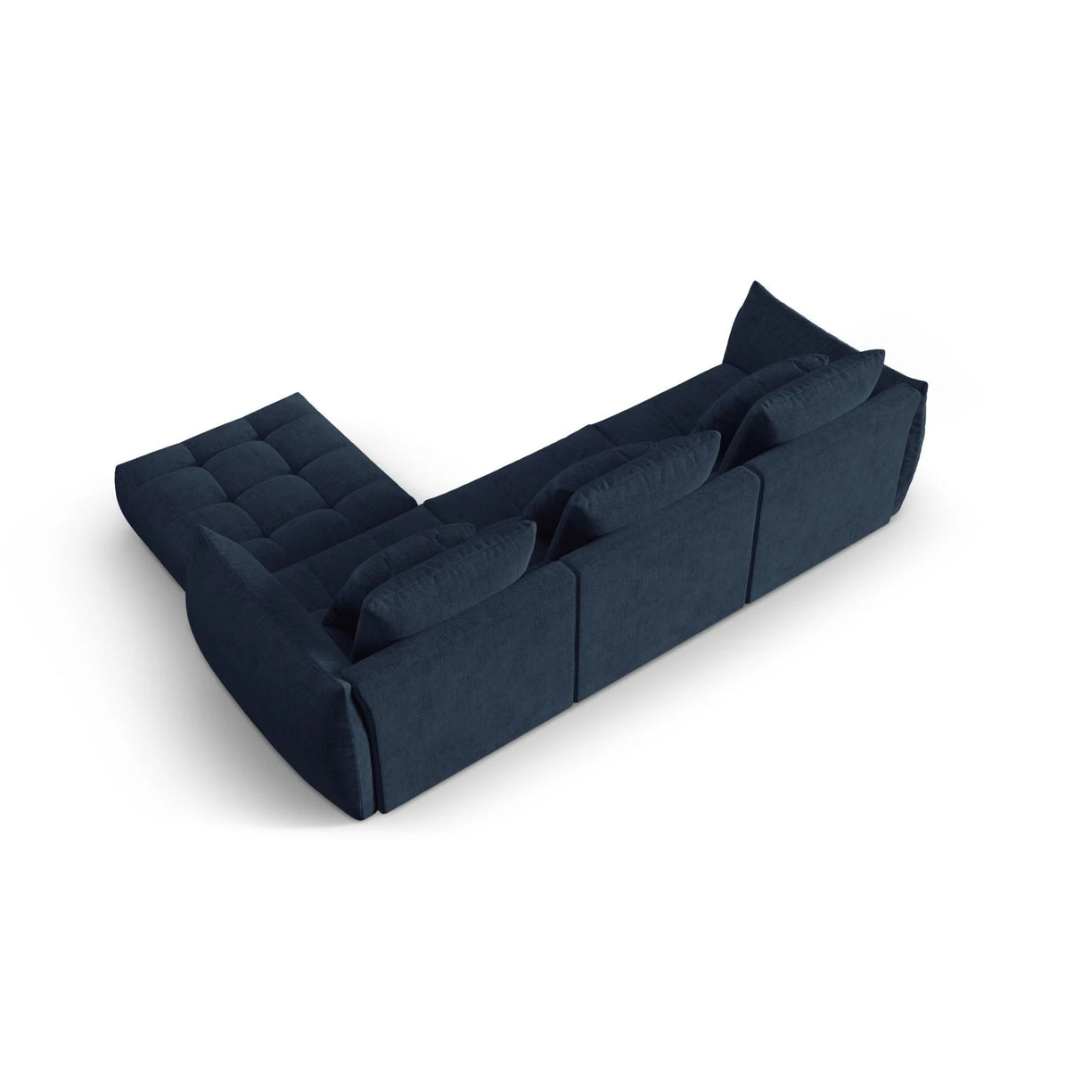 Bloom modulares 4-Sitzer Sofa mit Poufmodul, mit Bezug aus Strukturierter Stoff (City 77) in Dunkelblau, 332x216 cm – Bild 4