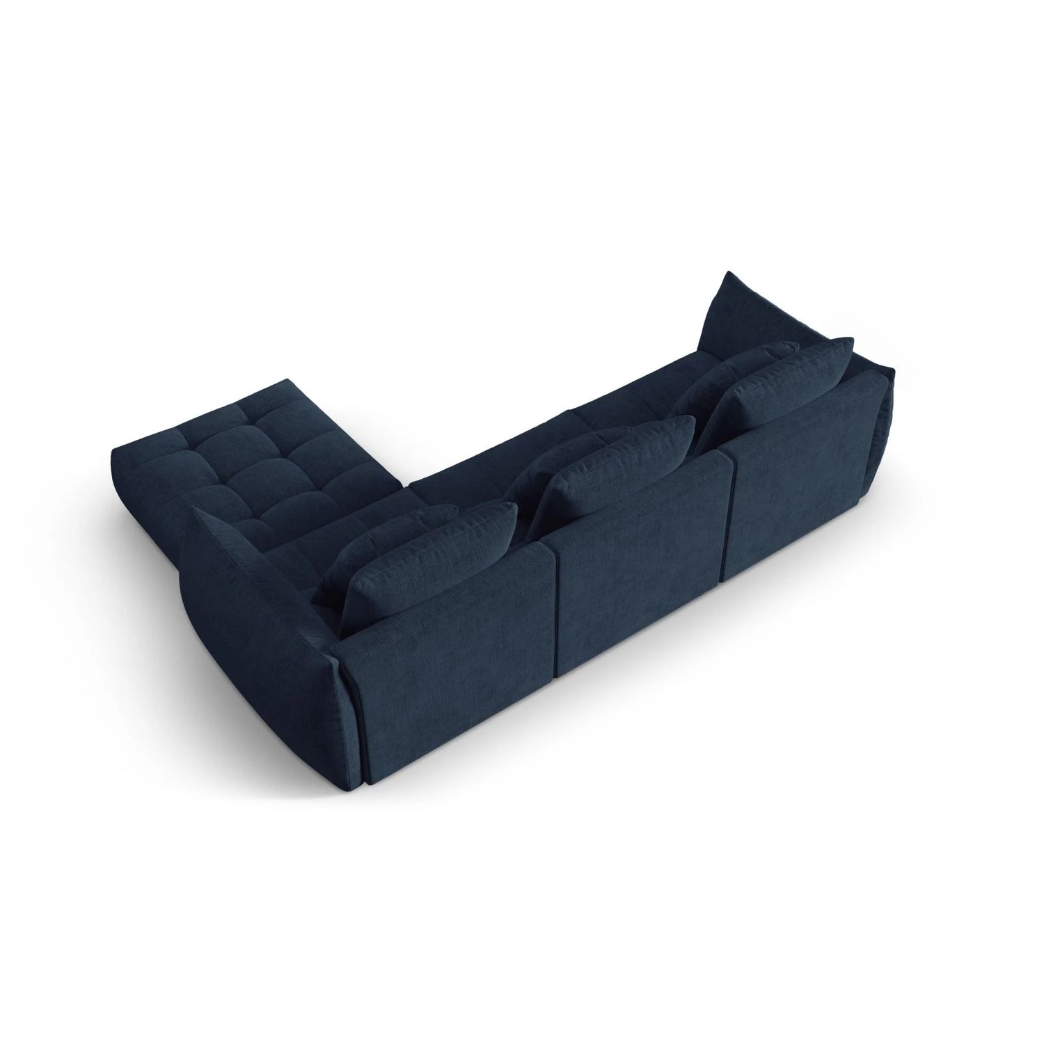 Bloom modulares 4-Sitzer Sofa mit Poufmodul, mit Bezug aus Strukturierter Stoff (City 77) in Dunkelblau, 332x216 cm – Bild 4