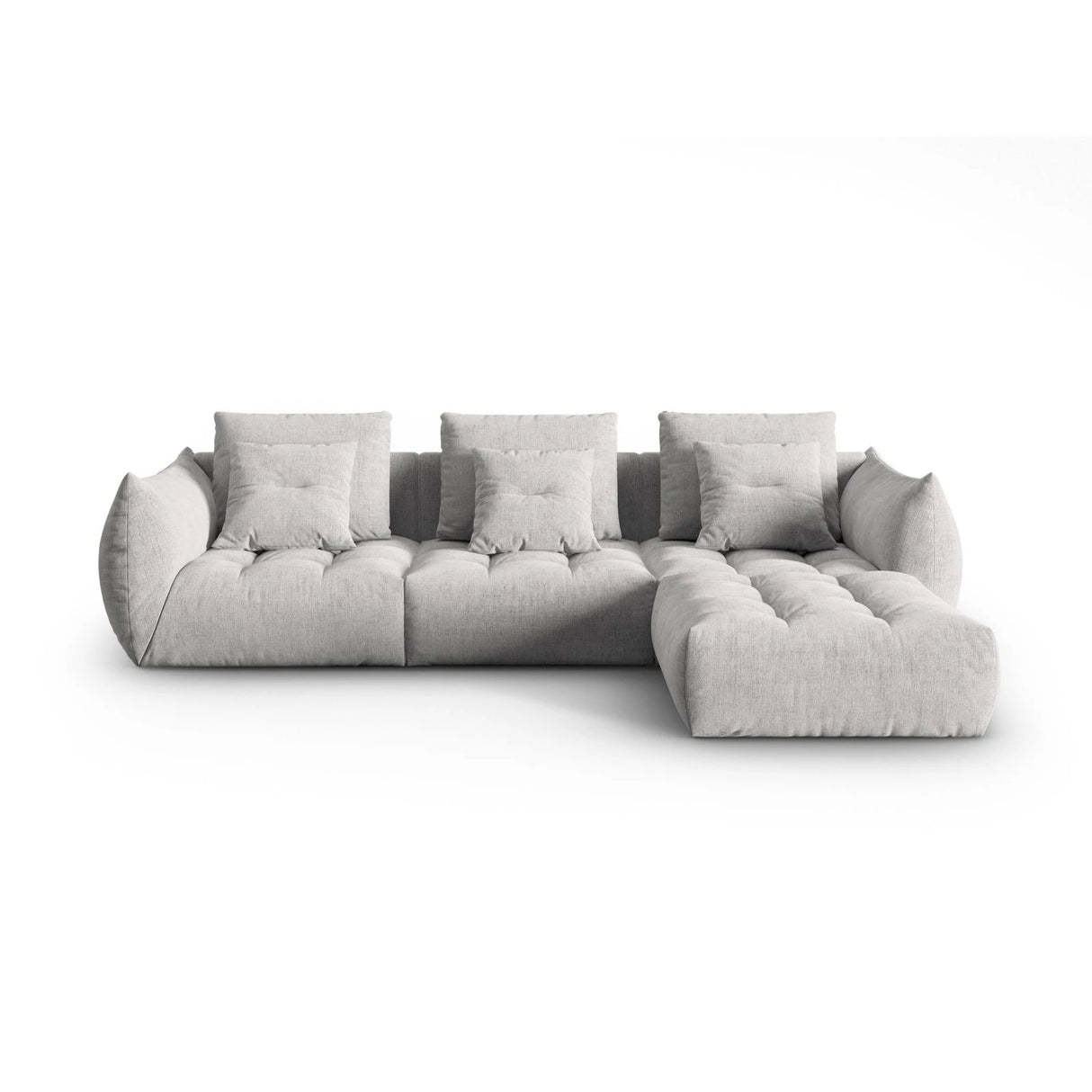 Bloom modulares 4-Sitzer Sofa mit Poufmodul, mit Bezug aus Strukturierter Stoff (City 83) in Silver, 332x216 cm – Bild 1