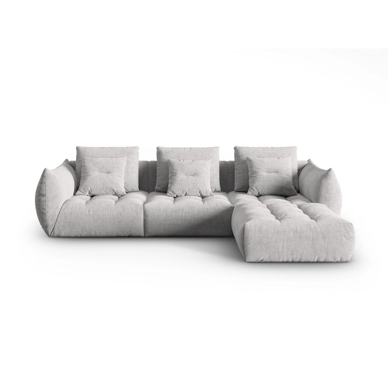 Bloom modulares 4-Sitzer Sofa mit Poufmodul, mit Bezug aus Strukturierter Stoff (City 83) in Silver, 332x216 cm – Bild 1