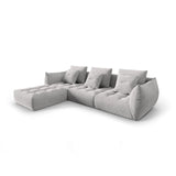 Bloom modulares 4-Sitzer Sofa mit Poufmodul, mit Bezug aus Strukturierter Stoff (City 83) in Silver, 332x216 cm – Bild 3