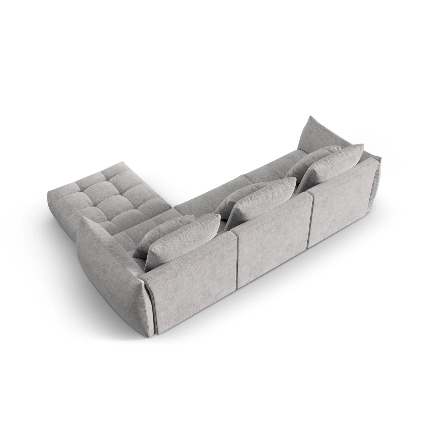 Bloom modulares 4-Sitzer Sofa mit Poufmodul, mit Bezug aus Strukturierter Stoff (City 83) in Silver, 332x216 cm – Bild 4