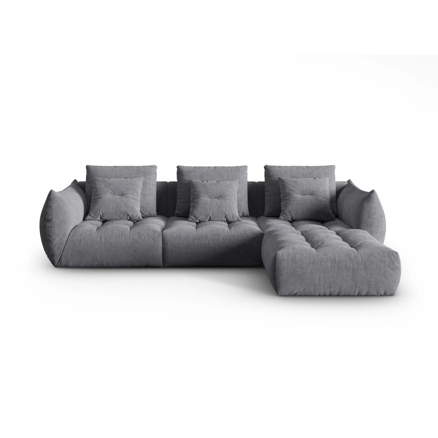 Bloom modulares 4-Sitzer Sofa mit Poufmodul, mit Bezug aus Strukturierter Stoff (City 86) in Grau, 332x216 cm – Bild 1
