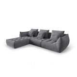Bloom modulares 4-Sitzer Sofa mit Poufmodul, mit Bezug aus Strukturierter Stoff (City 86) in Grau, 332x216 cm – Bild 3