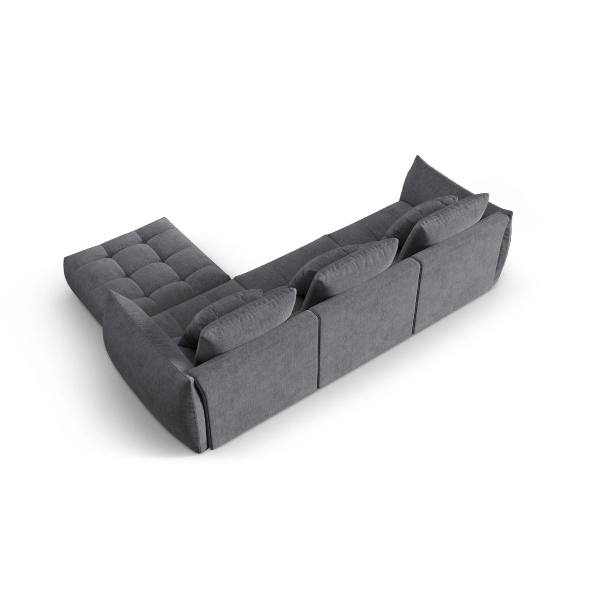 Bloom modulares 4-Sitzer Sofa mit Poufmodul, mit Bezug aus Strukturierter Stoff (City 86) in Grau, 332x216 cm – Bild 4