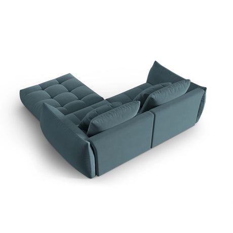 Bloom modulares Ecksofa mit Bezug aus Samt (Casino Dark Blue) in Pastel Blue, 232x216 cm – Bild 4