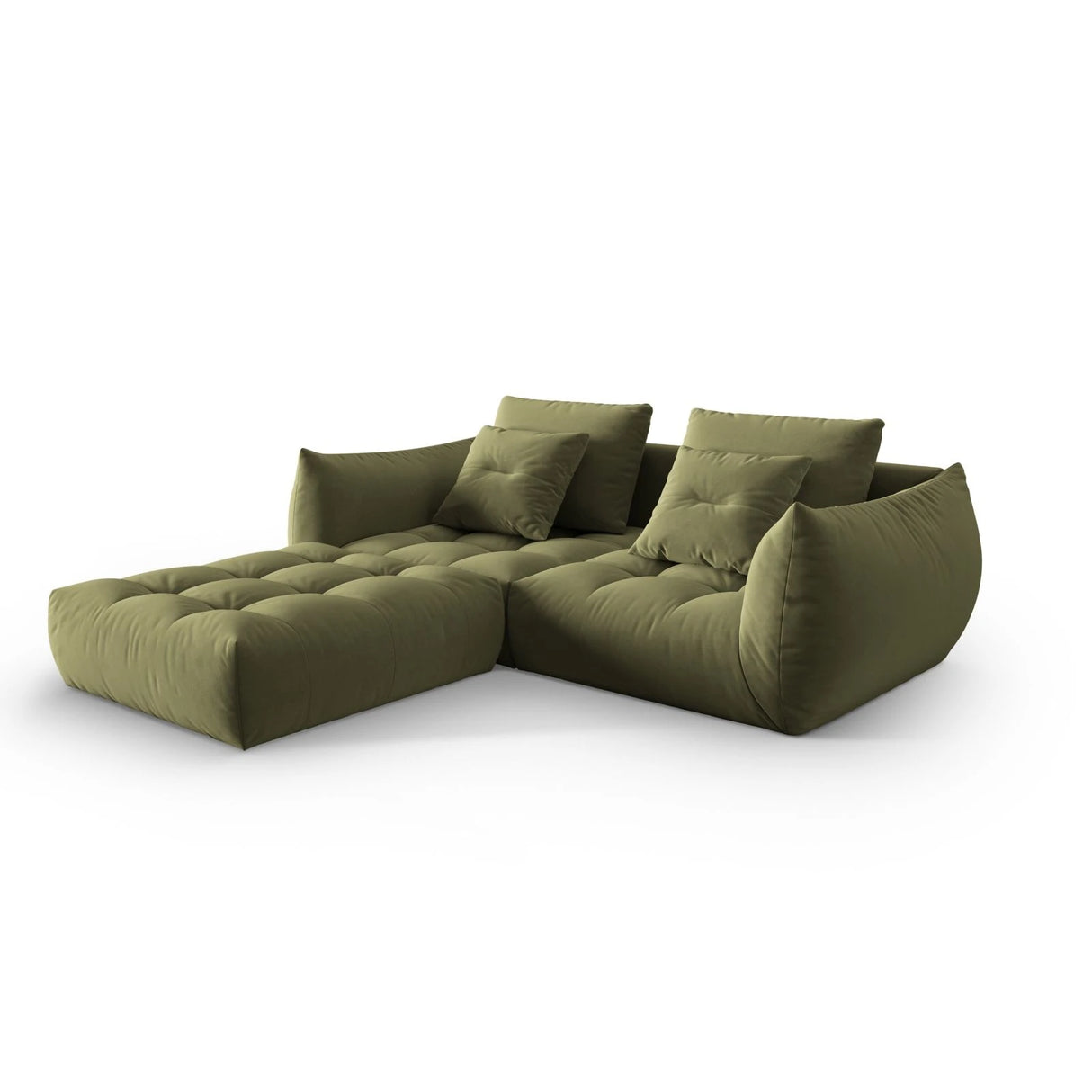 Bloom modulares Ecksofa mit Bezug aus Samt (Casino Forest) in Hellgrün, 232x216 cm – Bild 3
