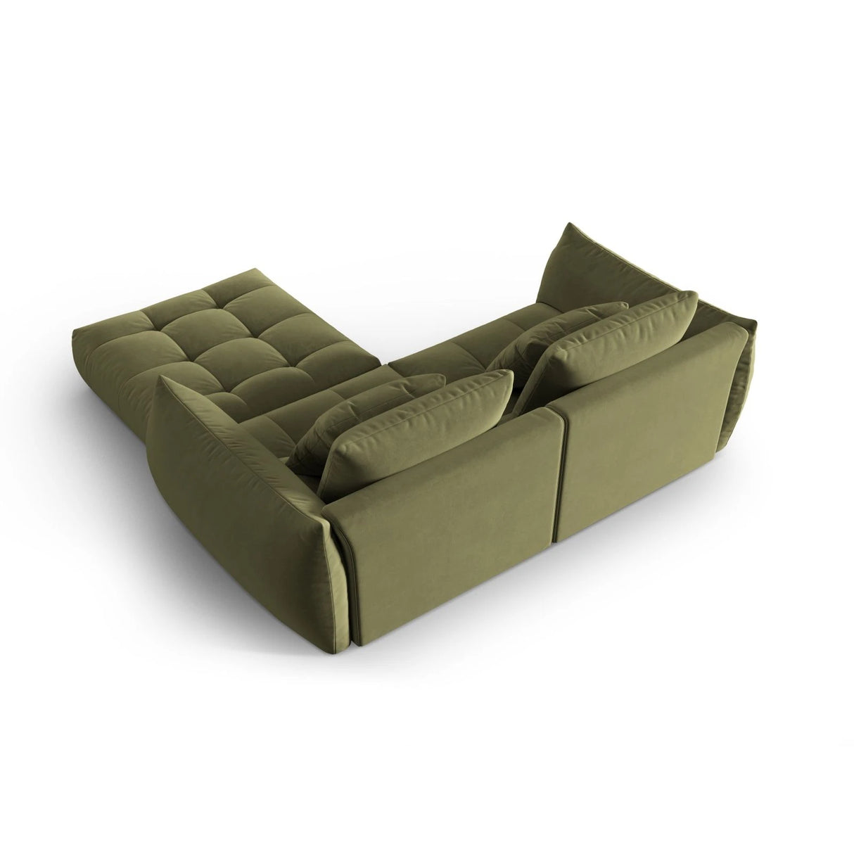 Bloom modulares Ecksofa mit Bezug aus Samt (Casino Forest) in Hellgrün, 232x216 cm – Bild 4