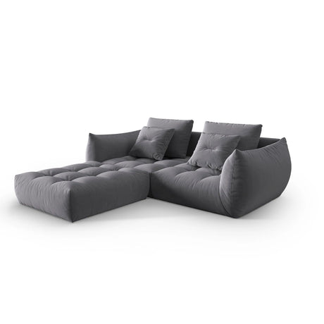Bloom modulares Ecksofa mit Bezug aus Samt (Casino Graphite) in Dunkelgrau, 232x216 cm – Bild 3