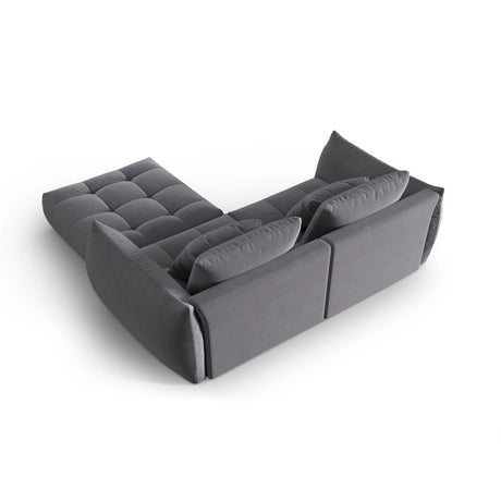 Bloom modulares Ecksofa mit Bezug aus Samt (Casino Graphite) in Dunkelgrau, 232x216 cm – Bild 4