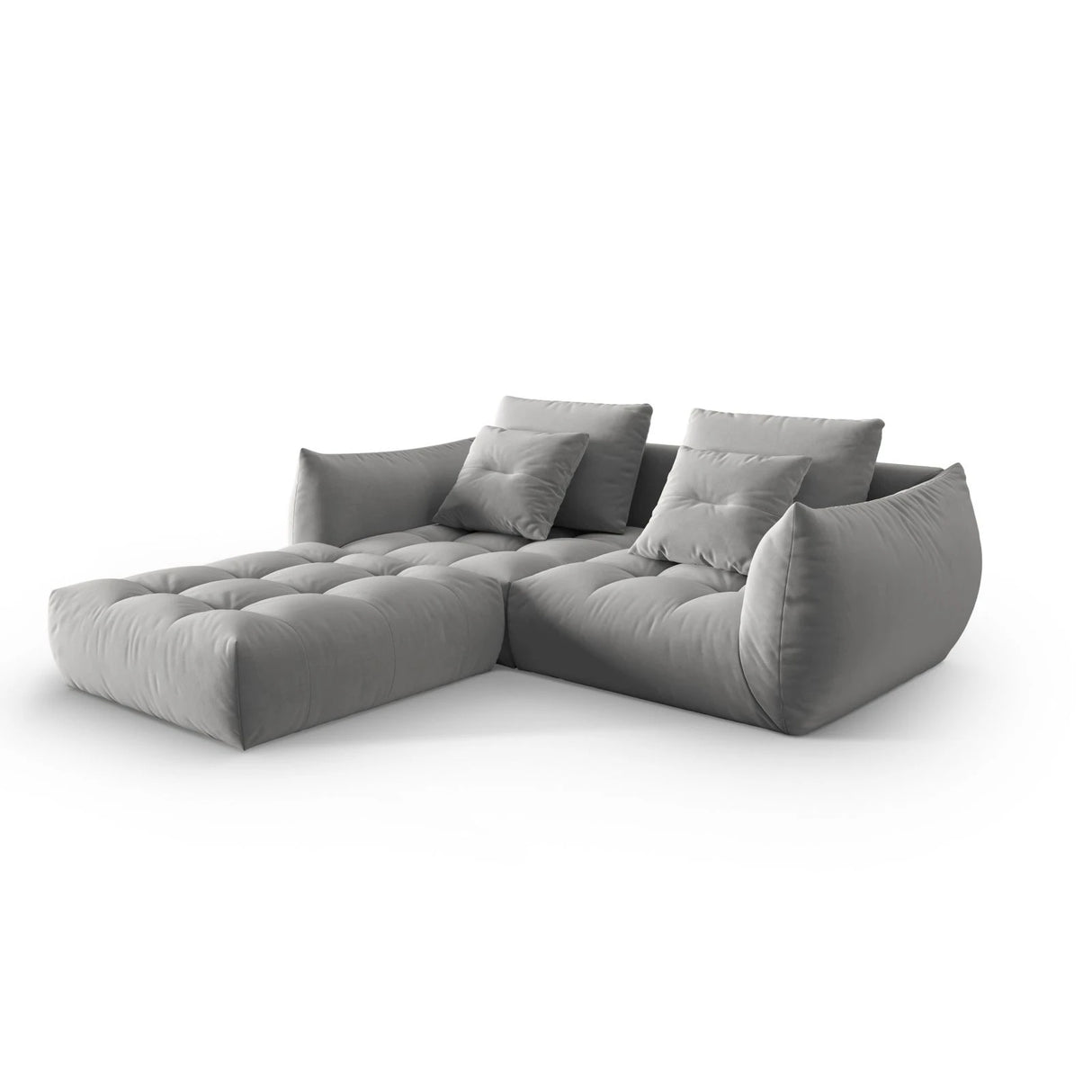 Bloom modulares Ecksofa mit Bezug aus Samt (Casino Stone) in Grau, 232x216 cm – Bild 3